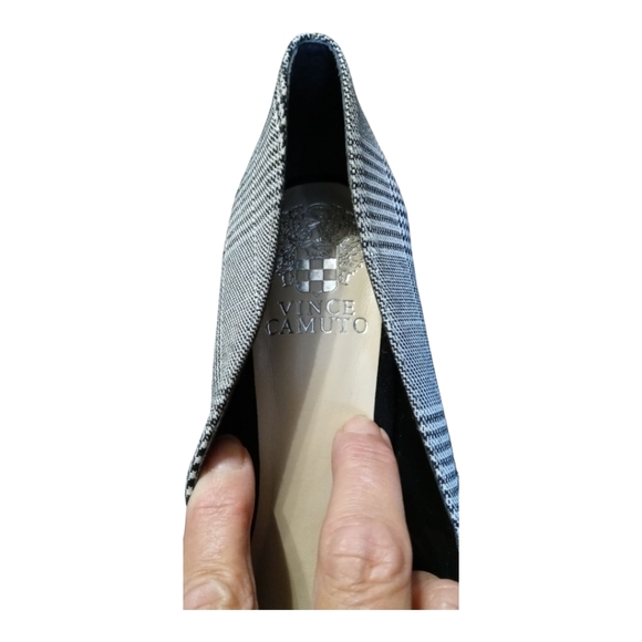 Vince Camuto Talise Black Plaid Block Heel Pumps - Picture 2 of 3